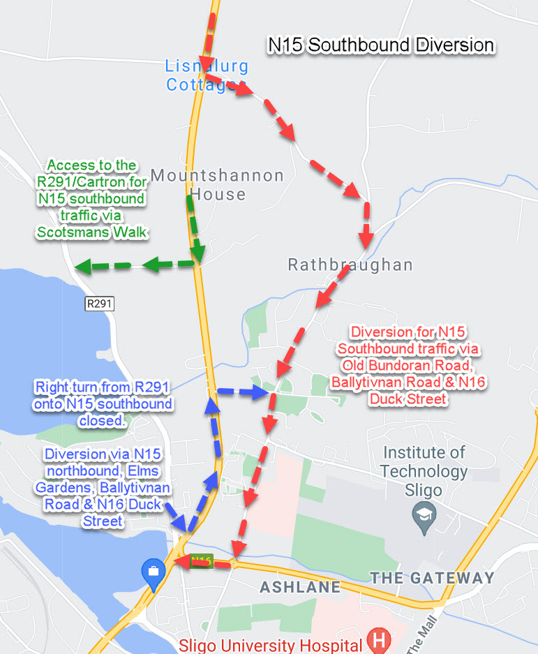 Diversion for N15 SouthBound - Map 